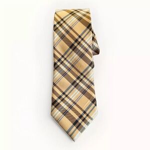 Parsley Luxury Neckwear - Men’s Neck Tie - Cream/Navy/White/Black Plaid Pattern